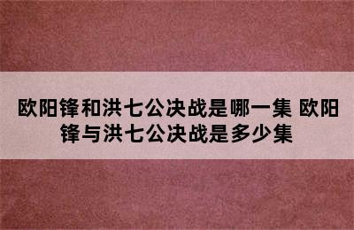 欧阳锋和洪七公决战是哪一集 欧阳锋与洪七公决战是多少集